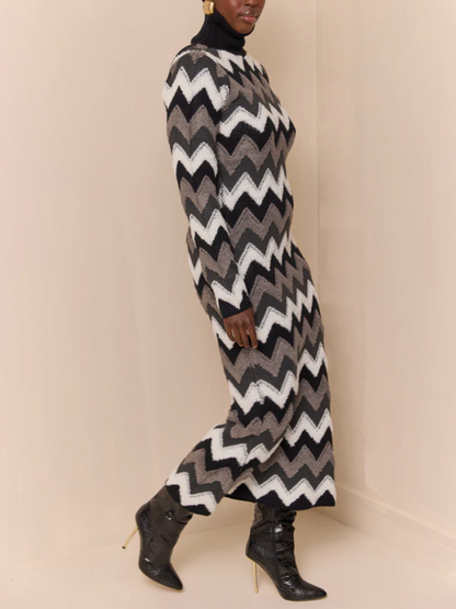 High-Neck Knit Backless Dress