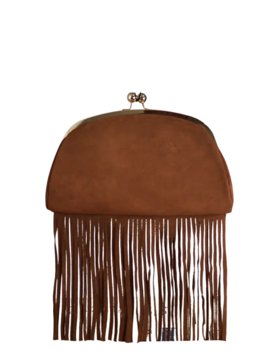 Suede Fringe Clutch