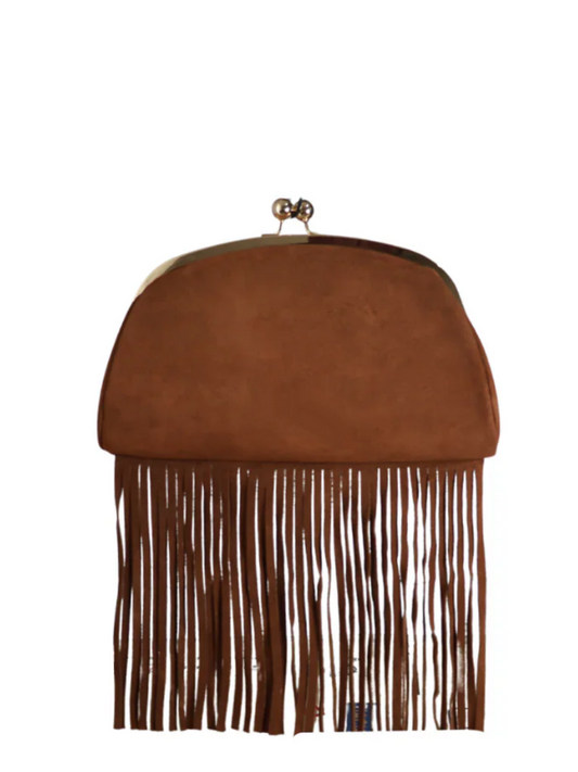 Suede Fringe Clutch