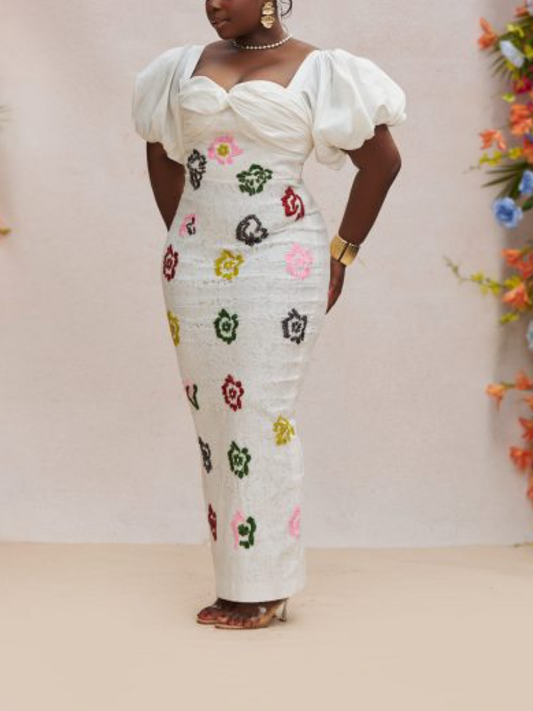 Beaded Lace Pattern Dress