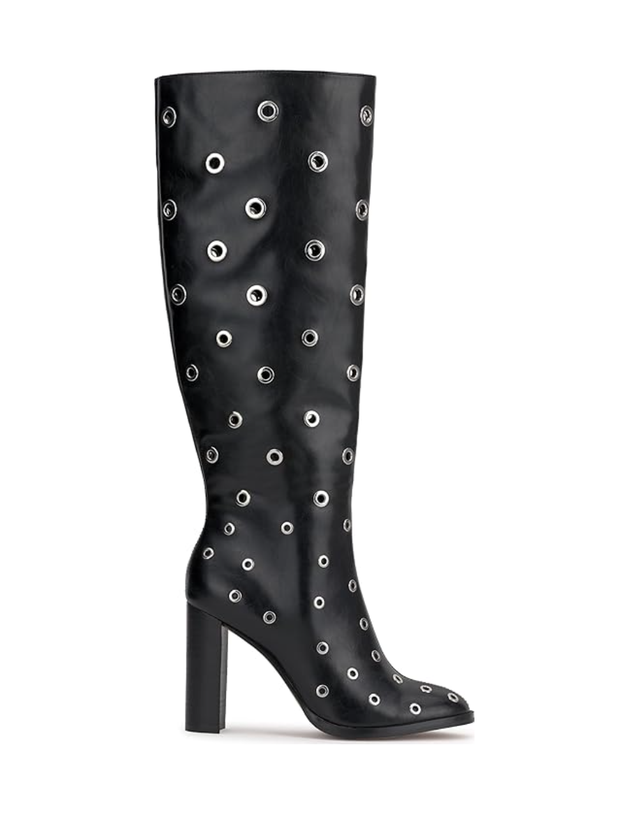 Silver Eeyed Thick Heel Boots