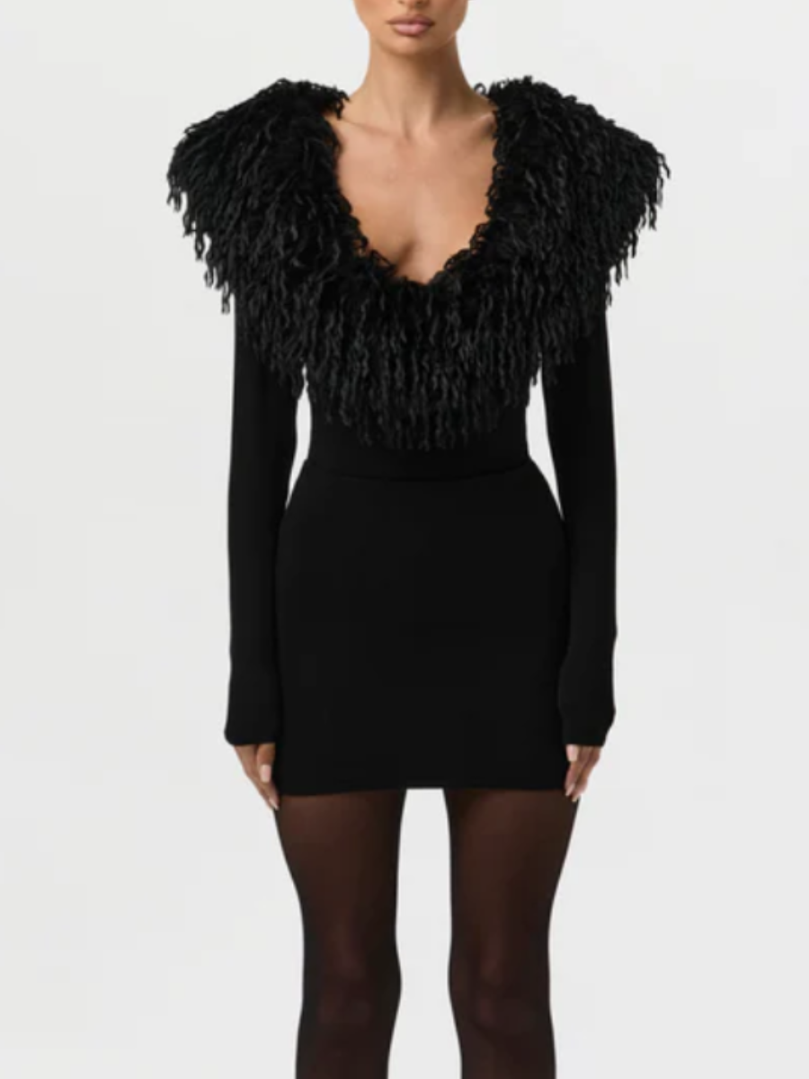 Butterfly Feather V-Neck Jumpsuit