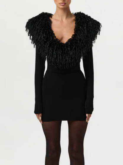 Butterfly Feather V-Neck Jumpsuit