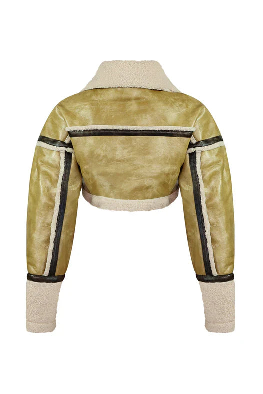 Washed PU Mustang Crop Jacket