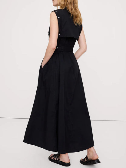 Stretch-Cotton Utility Maxi Dress