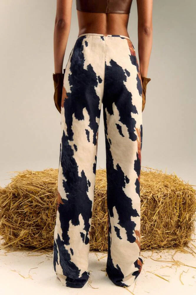 Multi Colour Print Straight Leg Pants