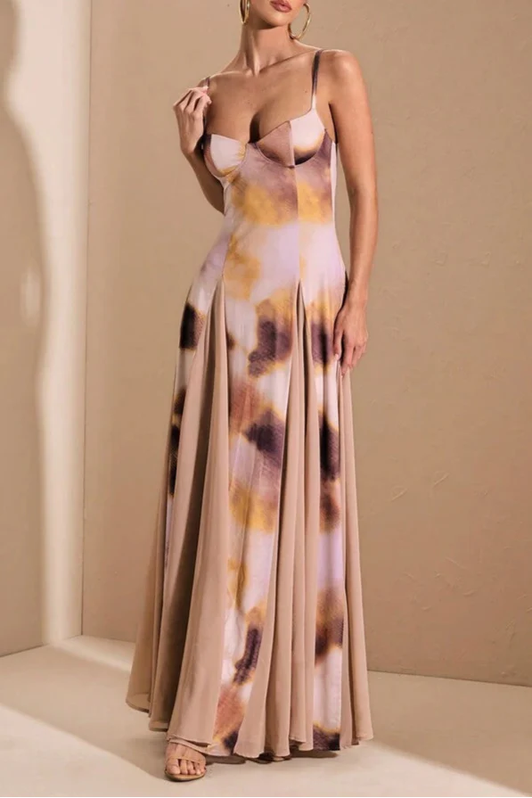 Multi-Color Ombre Purple Print Patchwork Dress With Oversized Hem