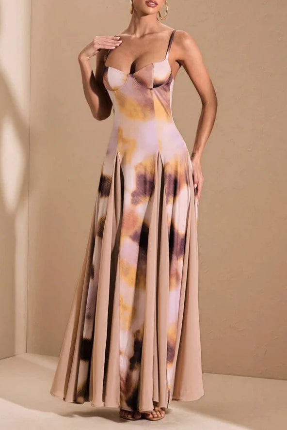 Multi-Color Ombre Purple Print Patchwork Dress With Oversized Hem