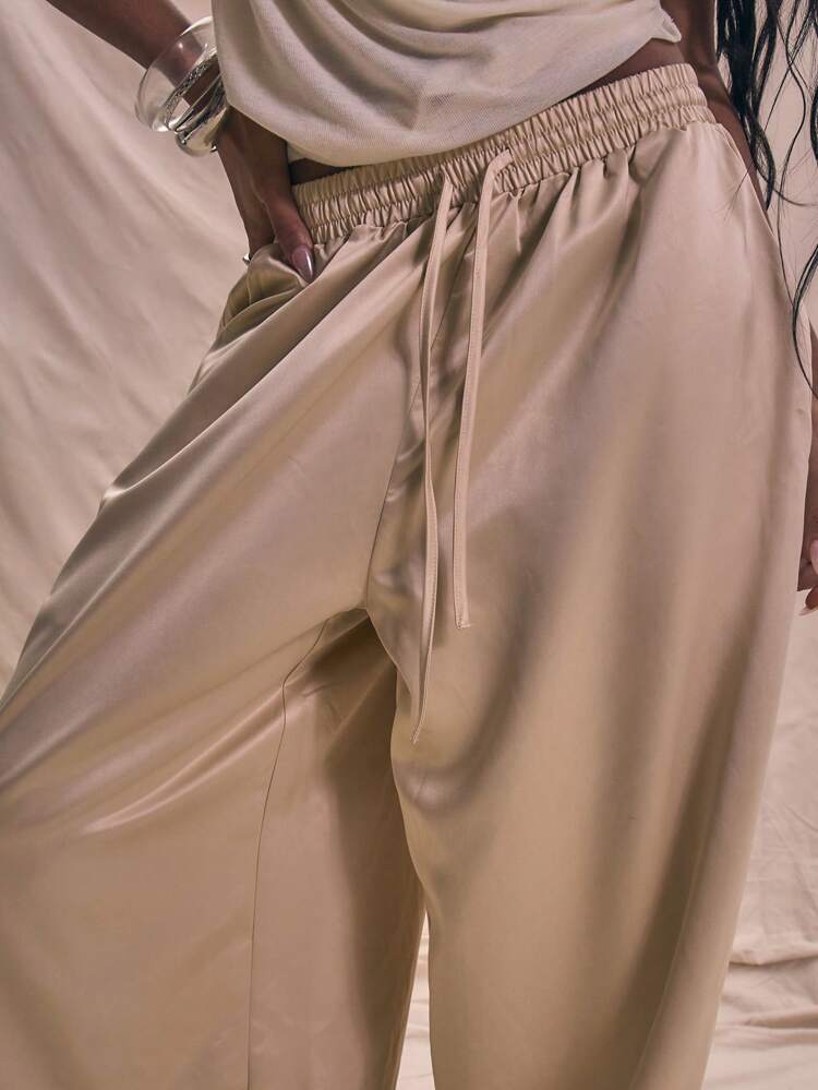 Drawstring Waist Cuffed Woven Harlem Pants