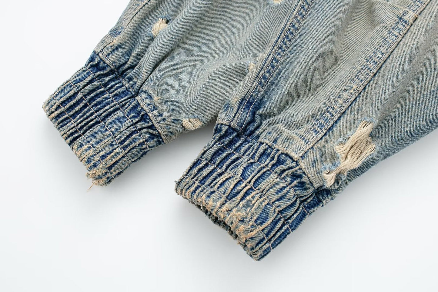 Ripped Denim Bomber Jacket
