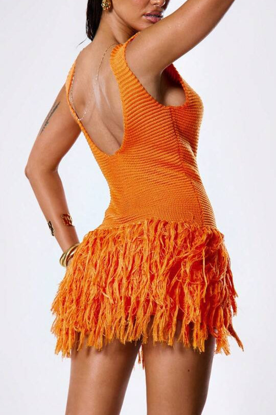 Fringed Crochet Mini Dress – Boho Beach Resort Holiday Look