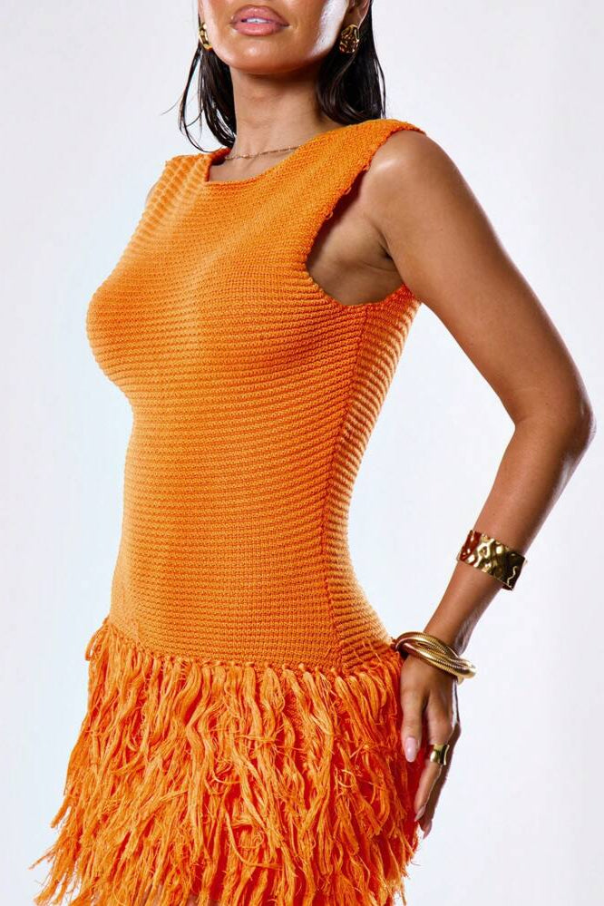 Fringed Crochet Mini Dress – Boho Beach Resort Holiday Look
