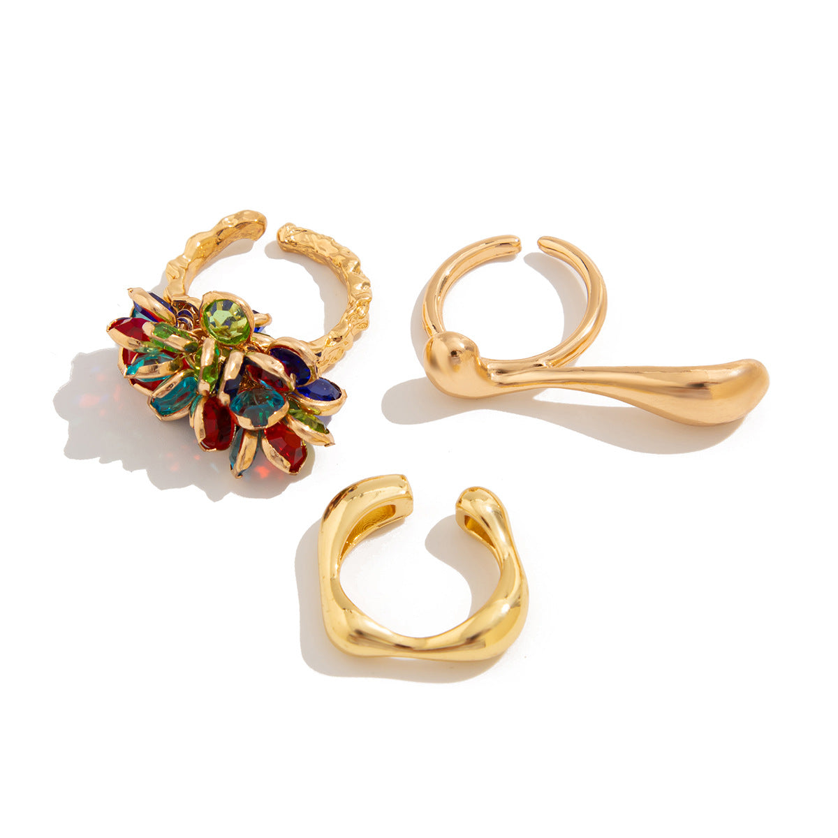 Color Gemstone Pendant Tassel Ring