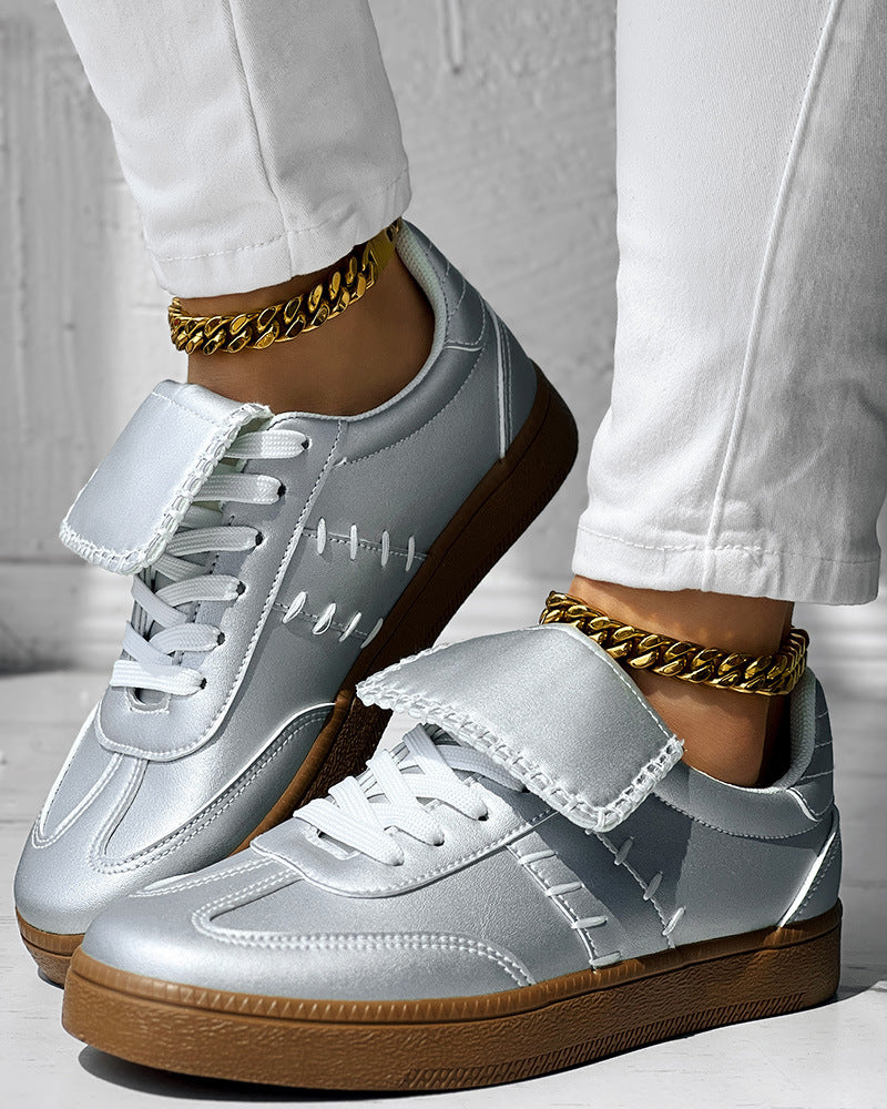 Colorblock Round Toe Sneakers