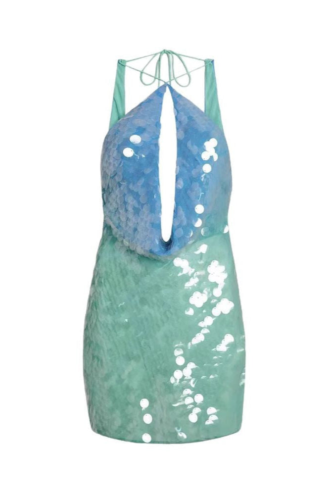 Sexy Sequined Slim Fit Women's Halter Neck Backless Suspender Dress