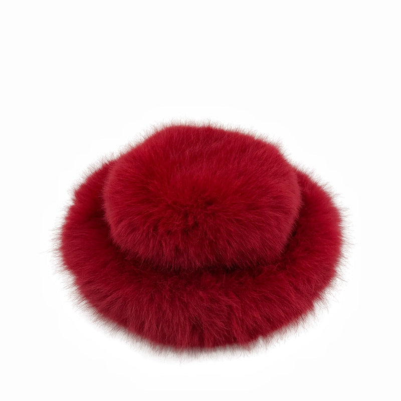 Faux Fox Fur Plush Fisherman Hat