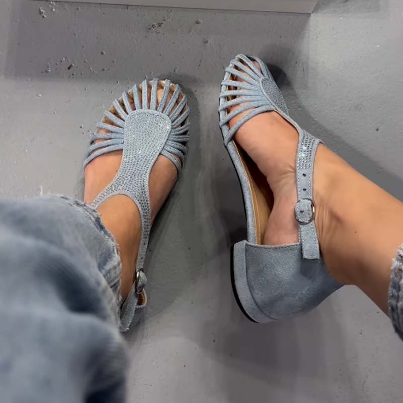 Rhinestone Sparkle Woven Cutout Sandals
