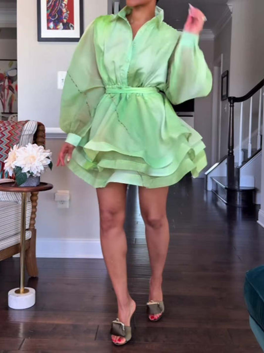 Fashion Flouced Hem Mini Dress