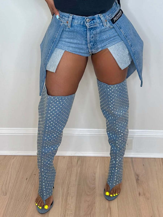 Irregular Denim Shorts