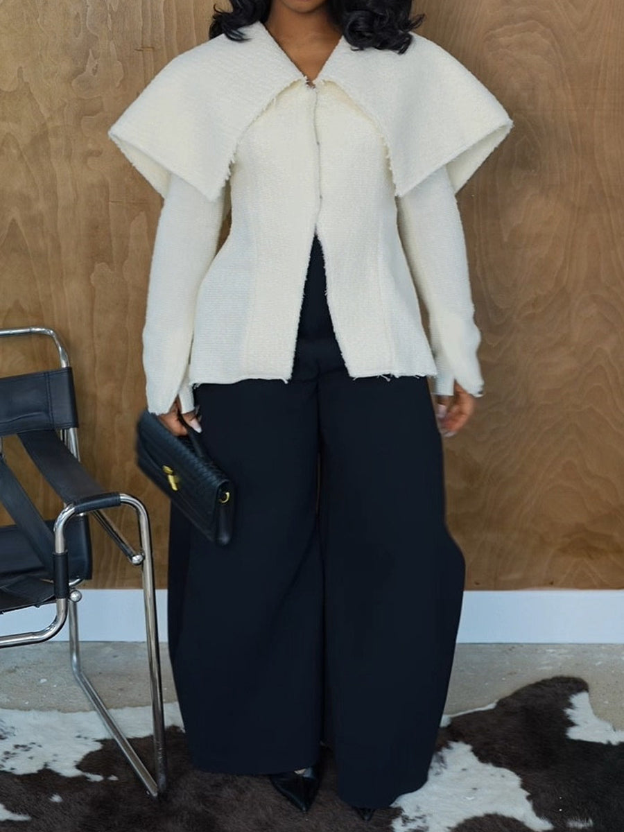 Shawl-Collar Long Sleeves Knitted Blazer