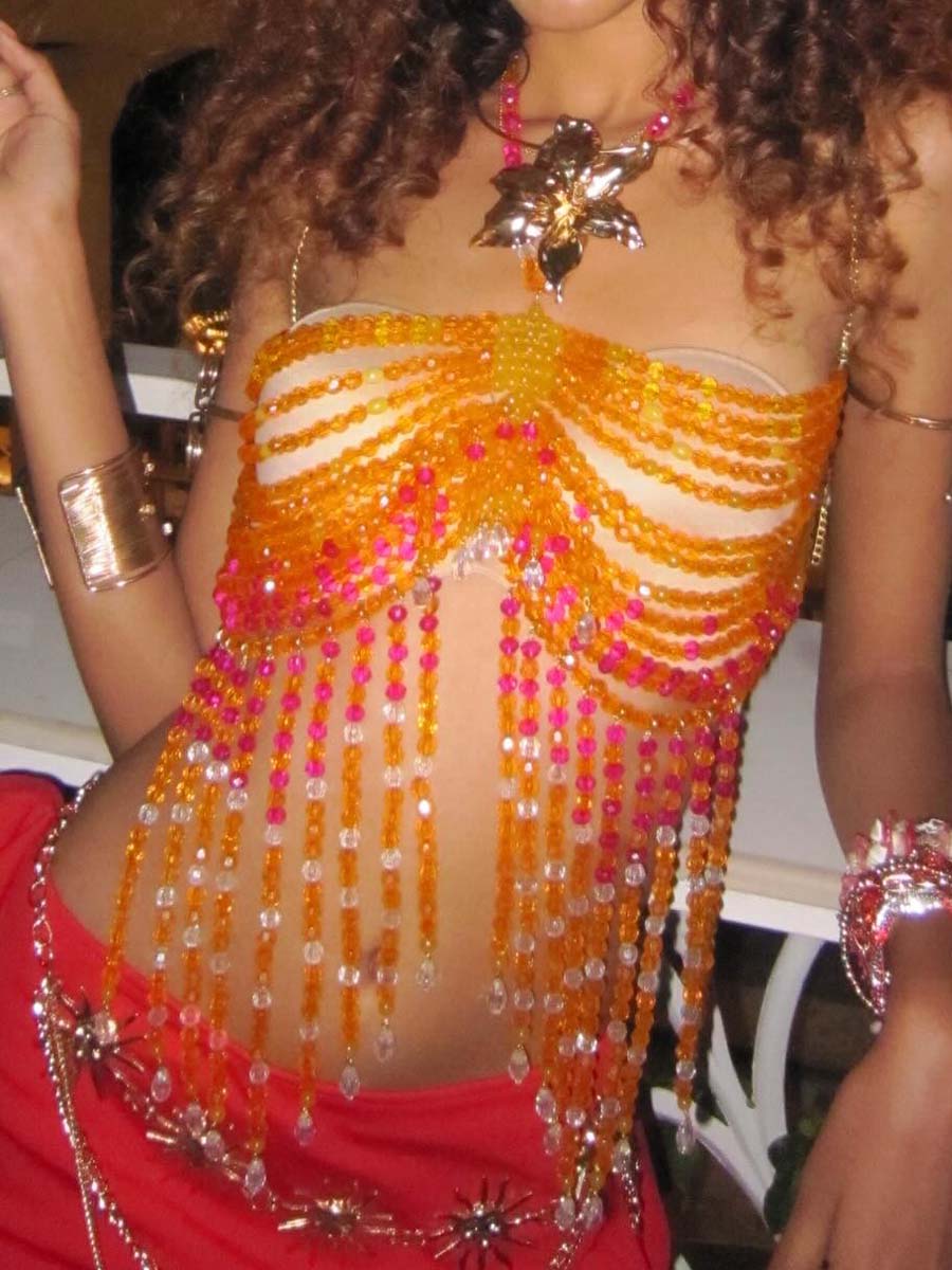 Vacation Body Chain Glass Crystal Chest Chain