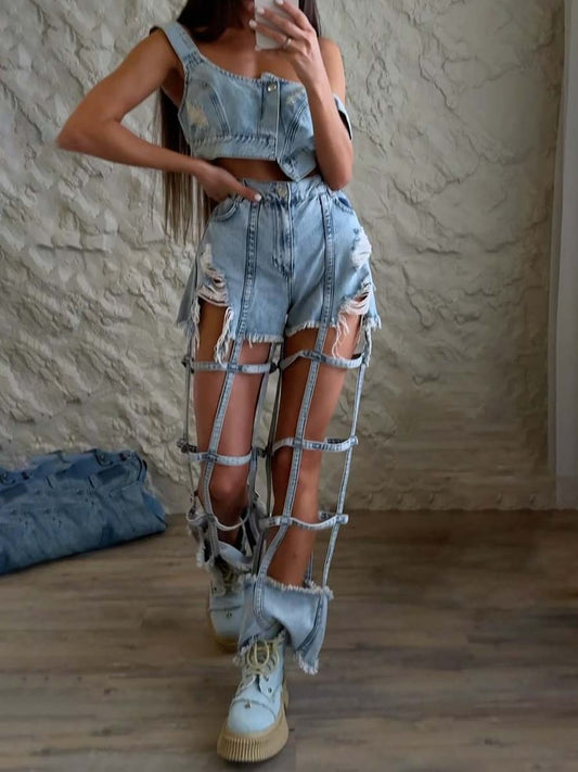 Ripped Hollowed Out Jeans