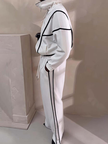 Patchwork Zip Up Sports Two Pieces Set