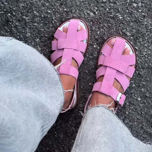 Comfortable Cut-out Flat Roman Sandals