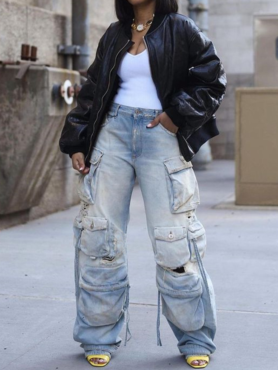 Fab Cargo Pocketed Jeans