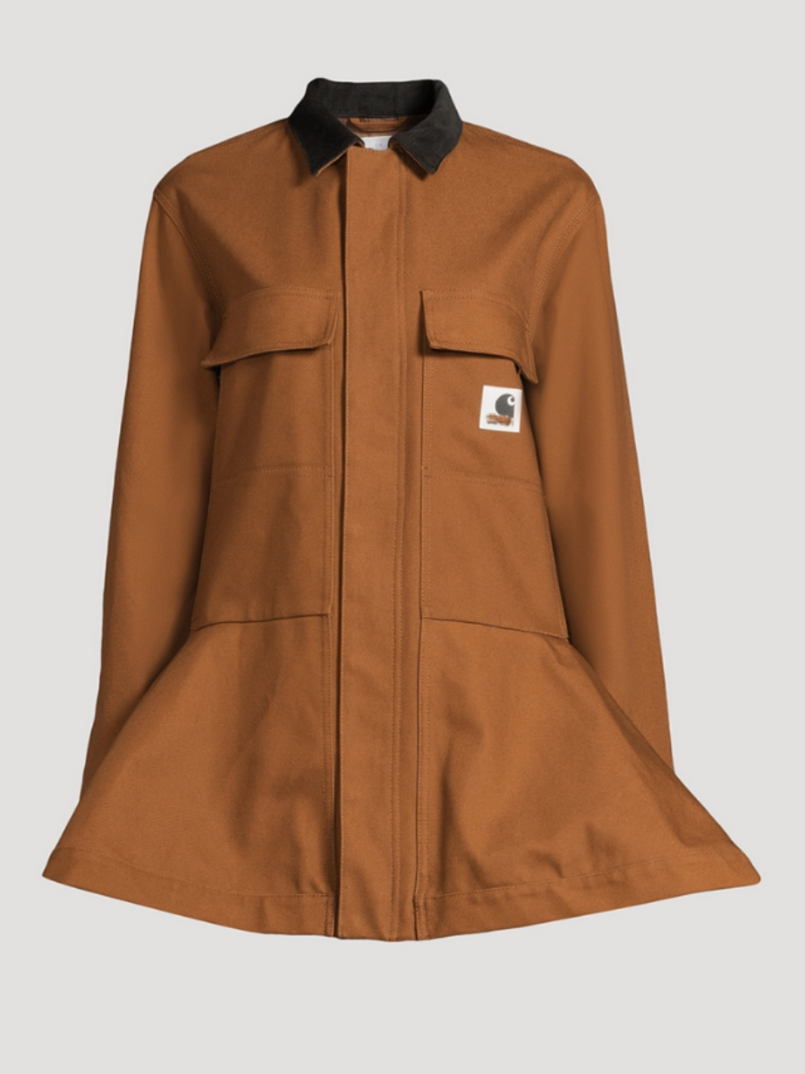 Exaggerated Flared Hem Canvas Jacket