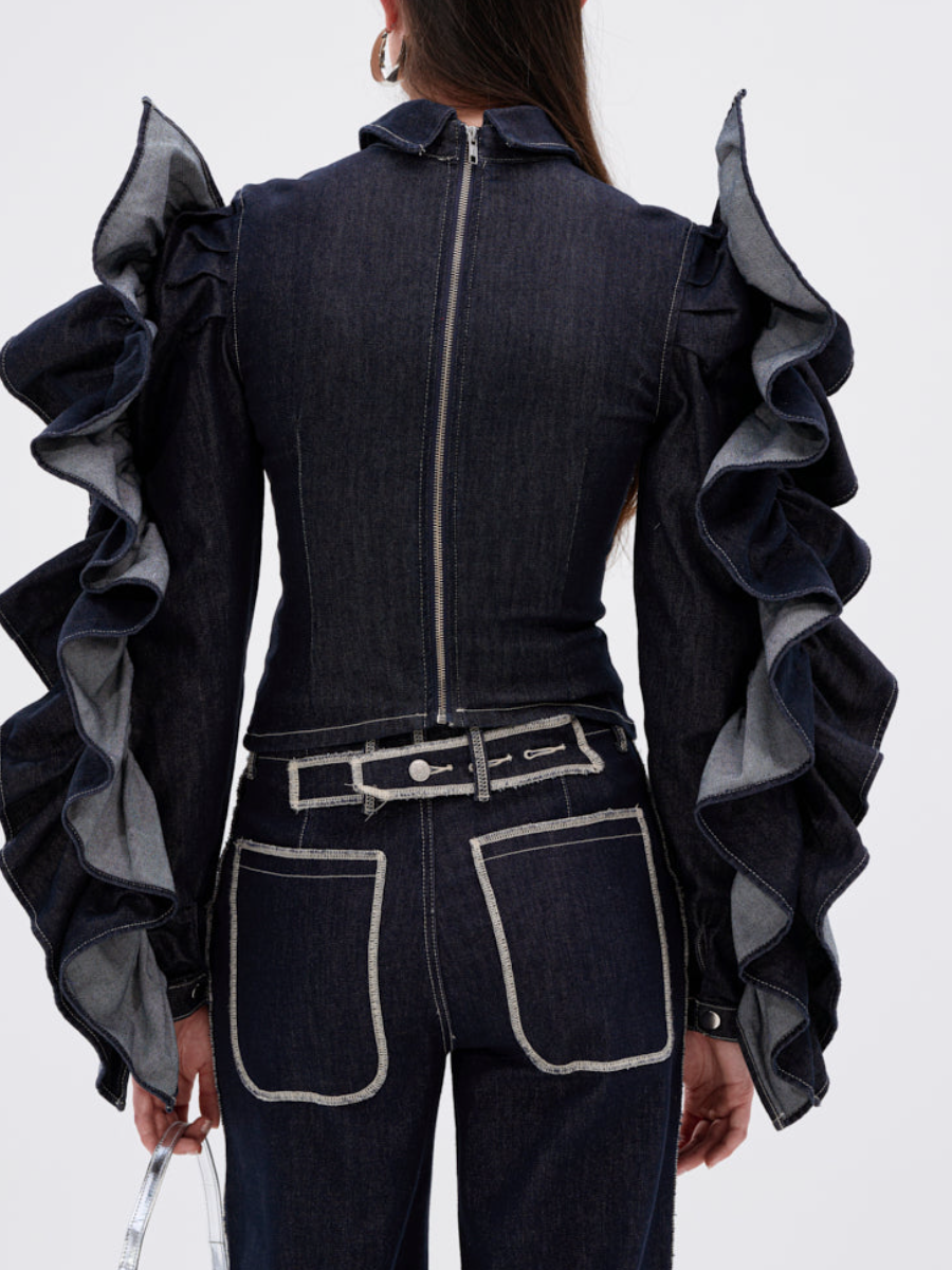 Denim Ruffled Top