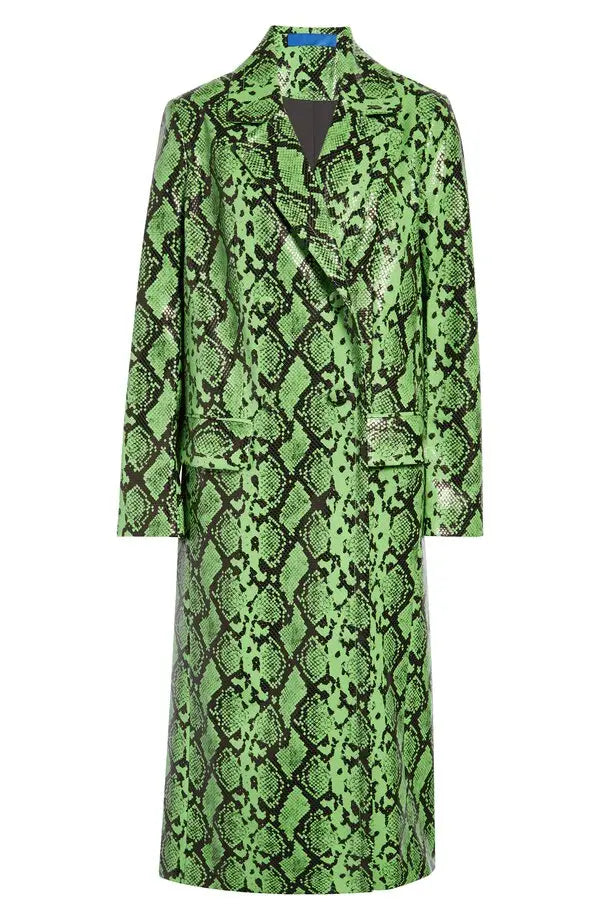 Snakeskin Print Faux Leather Coat