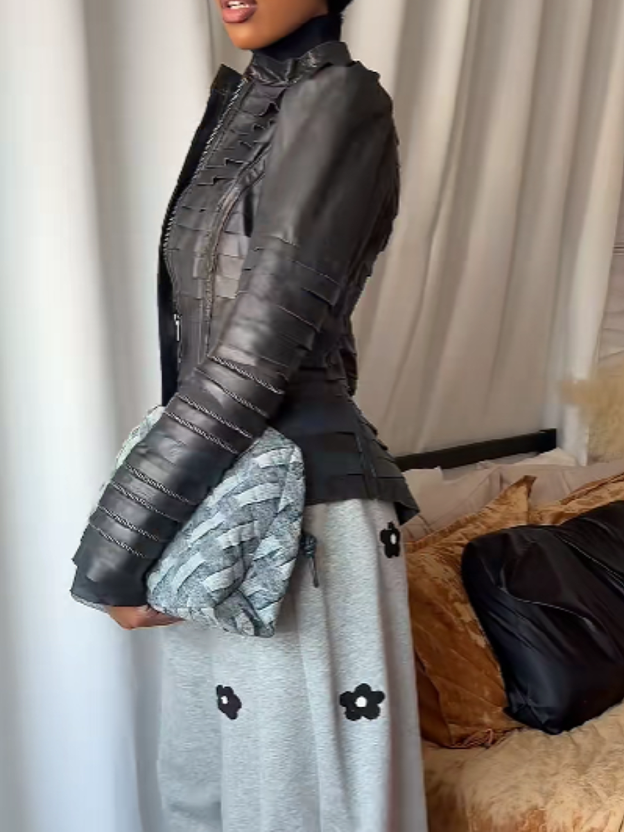 Leather Laminated Design Coat