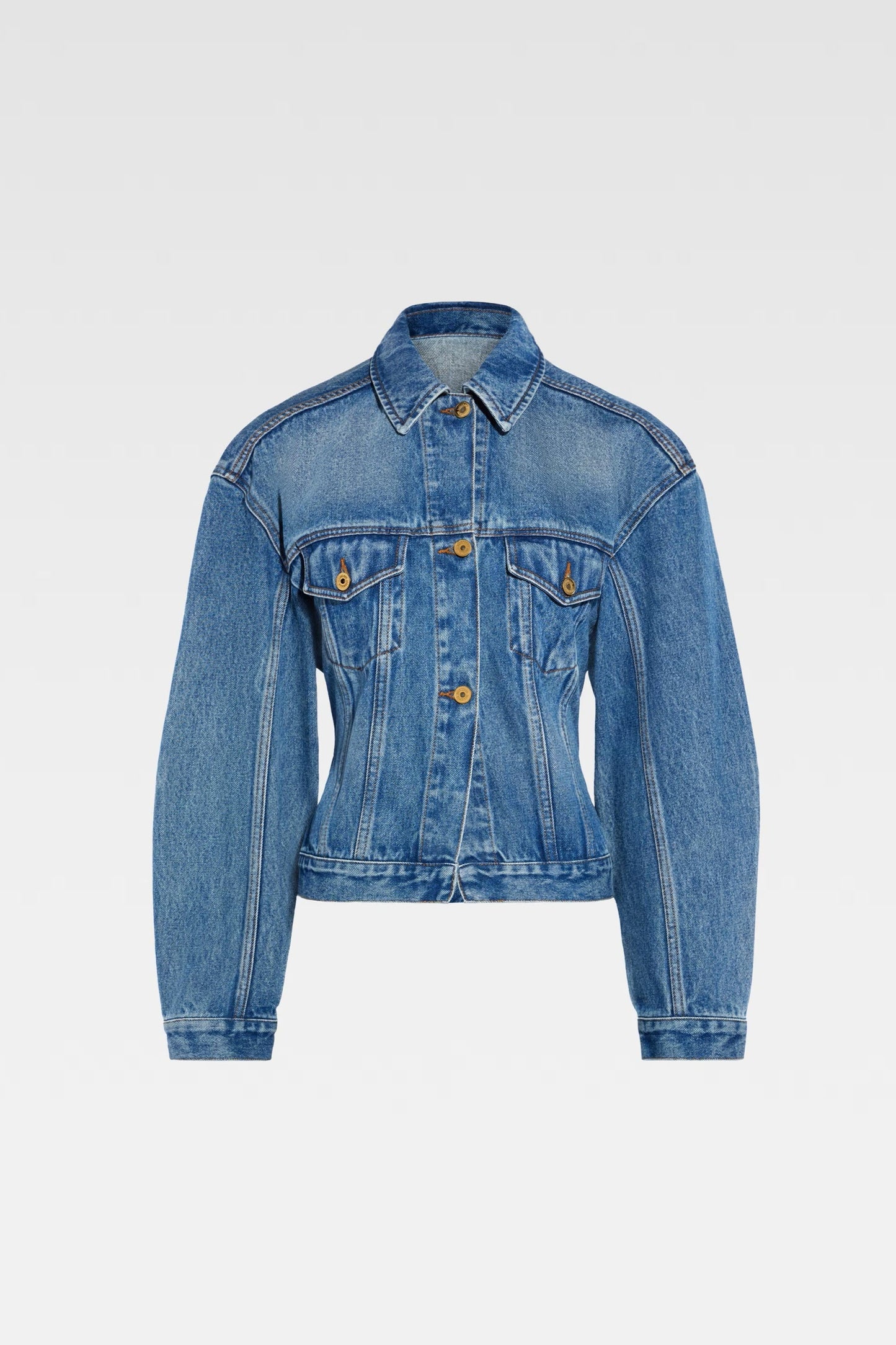 Adjustable Back-Belt Curved Denim Jacket