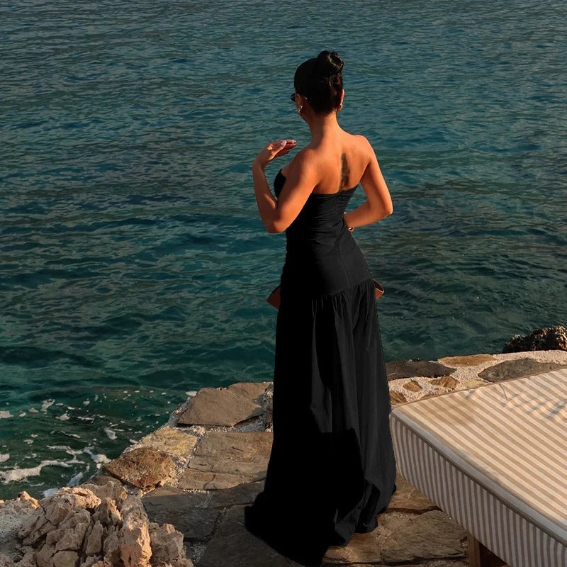 Fitted Bust With Waist Cutout Maxi Dress