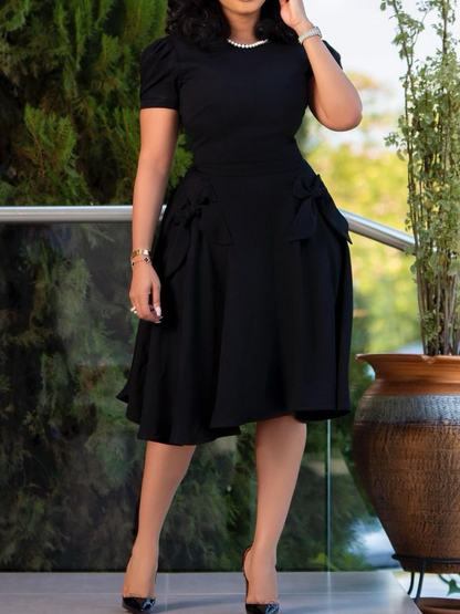 Adorable Bow Dress With Pockets