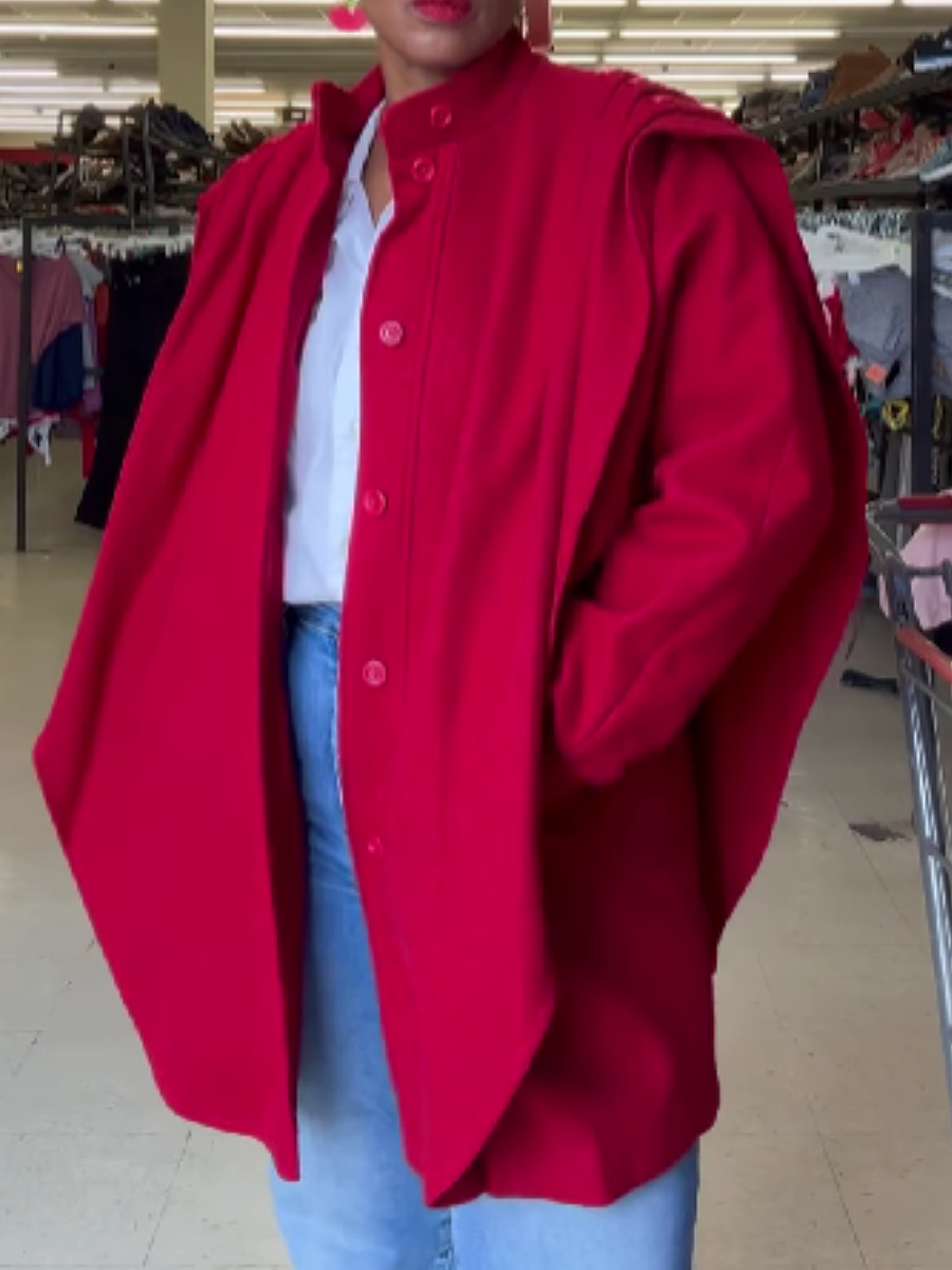Vintage Shoulder Layered Drape Coat