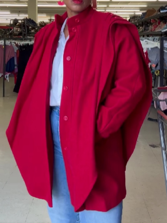 Vintage Shoulder Layered Drape Coat