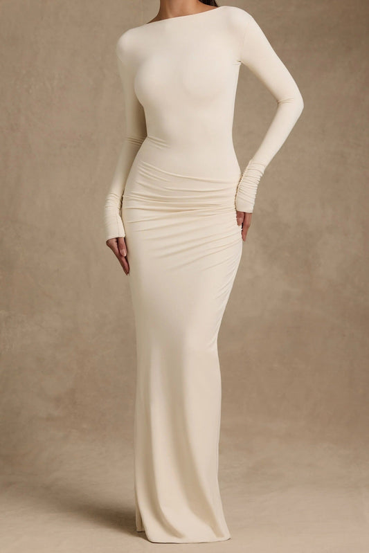 Ruched Backless Maxi Dress