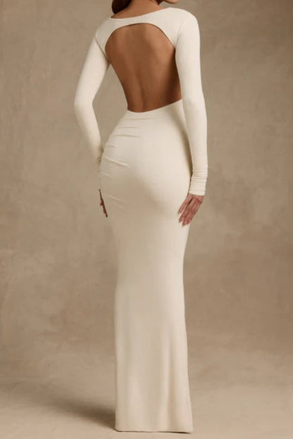 Ruched Backless Maxi Dress