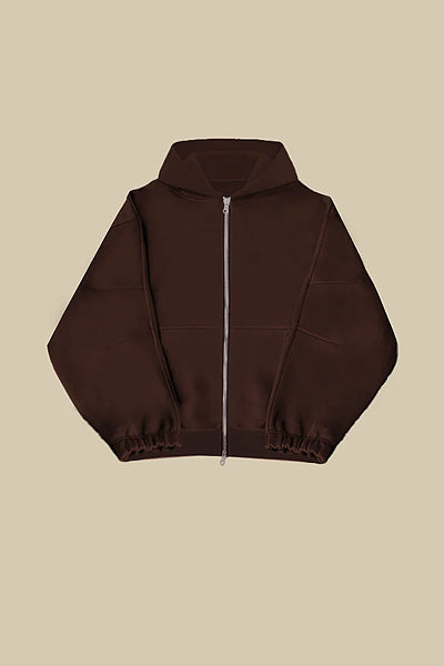 Brown Loose Hooded Sportswear