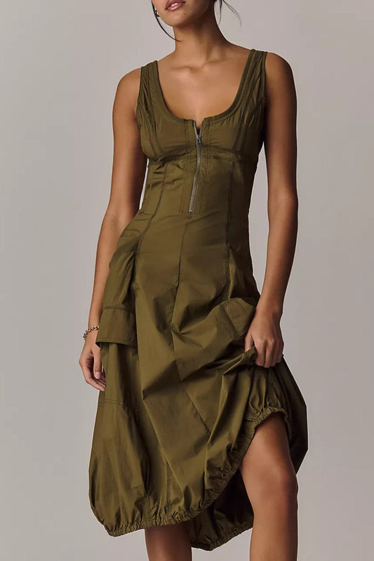 Daily Practice Fastpack Bubble-Hem Midi Dress