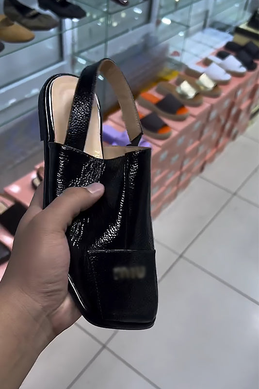 Stylish Patent Leather Comfort Slippers