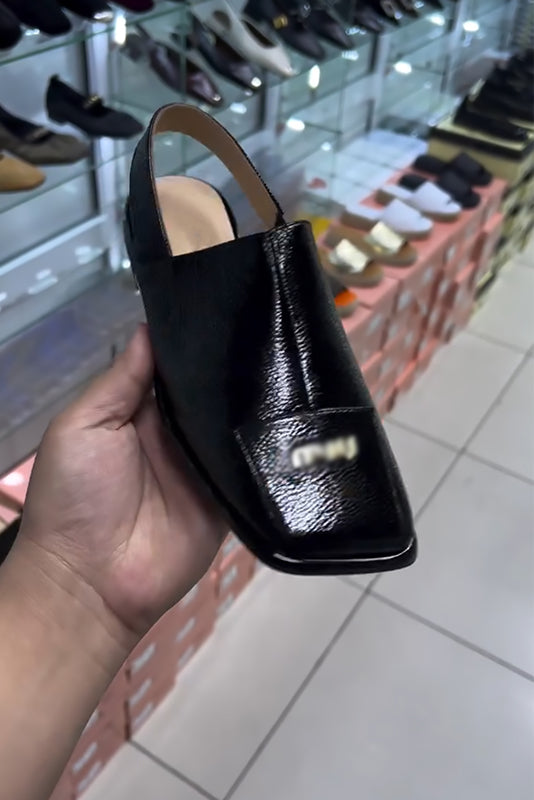 Stylish Patent Leather Comfort Slippers