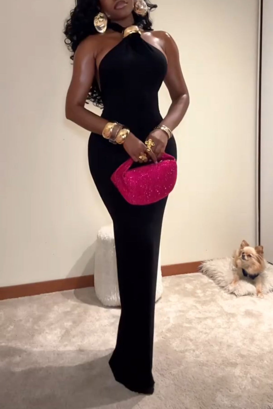 Smooth Double Lined Halter Maxi Dress