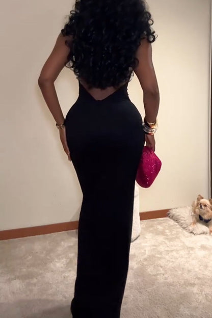 Smooth Double Lined Halter Maxi Dress