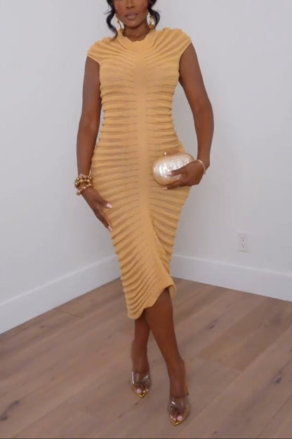 Mesh Dress Short Sleeve Bodycon Ruched Knit Mock Neck