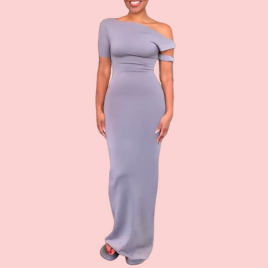 Solid Color Elegant Strapless Maxi Dress