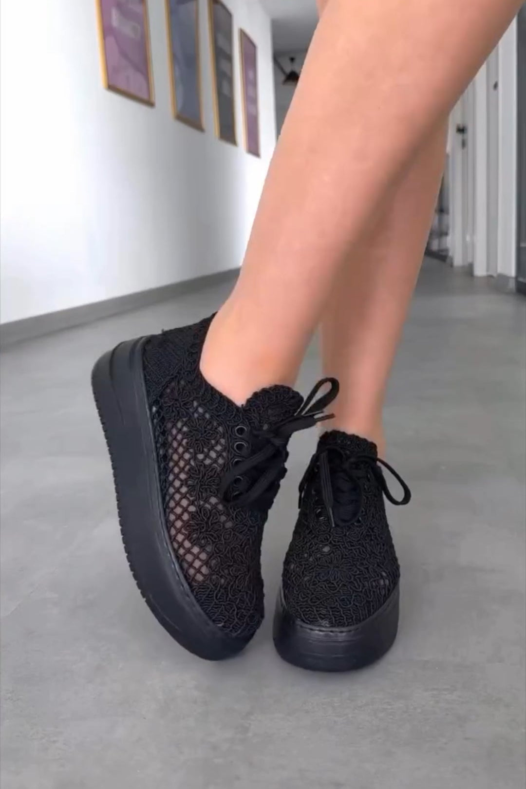 Hollow Lace Woven Thick-Soled Casual Shoes