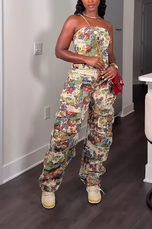 IN HER ELEMENT FLORAL WOVEN JUMPSUIT